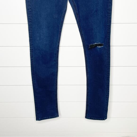 Rag & Bone Terra Blues Distressed Skinny Jeans Dark Wash Size 28 - Picture 4 of 12